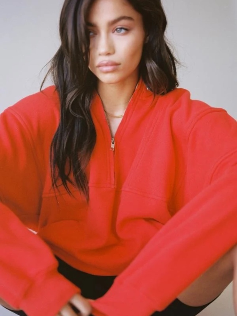 Joah Brown Half Zip Sweatshirt Limited Edition One Size - Hot Sauce
